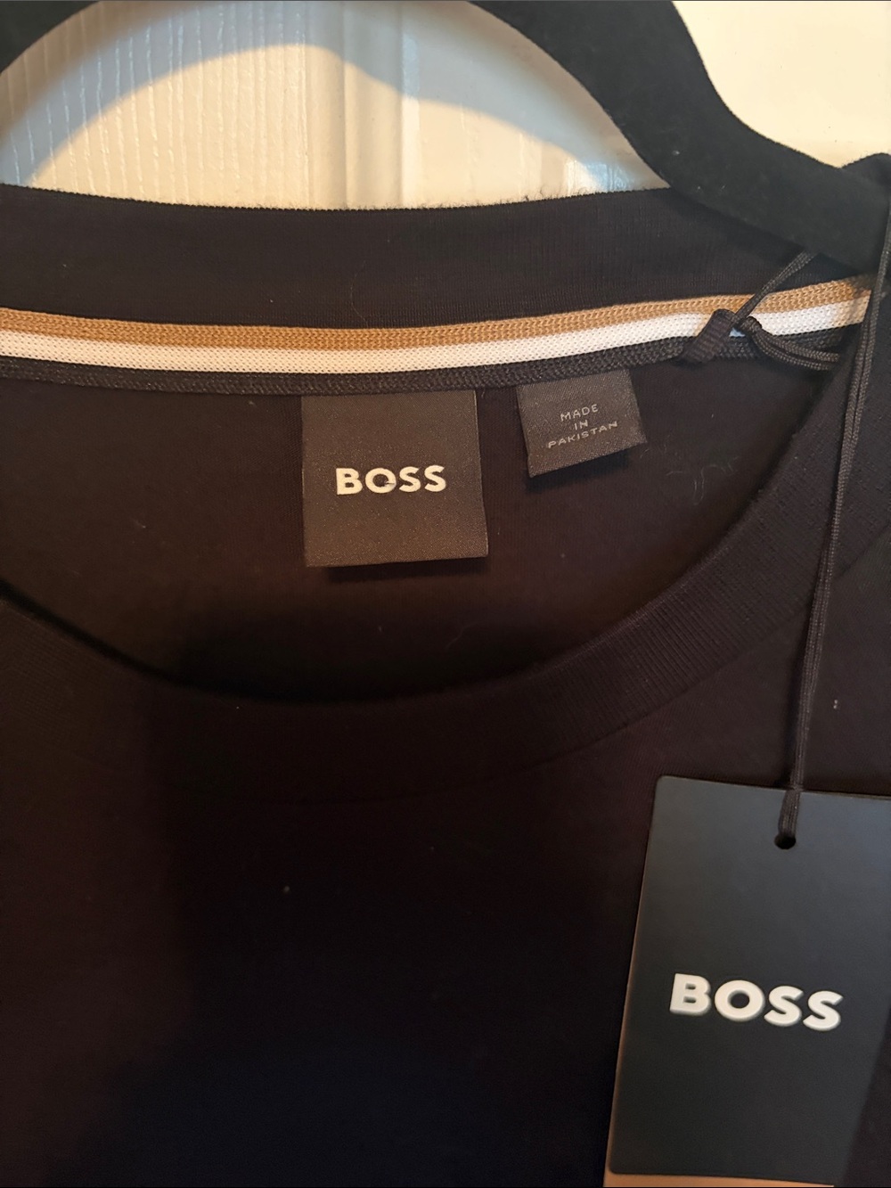 BOSS Black Short-Sleeve Crewneck Tee with Contrast Neck Stripe